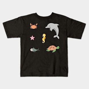 Cute Sea Creatures sticker pack Kids T-Shirt